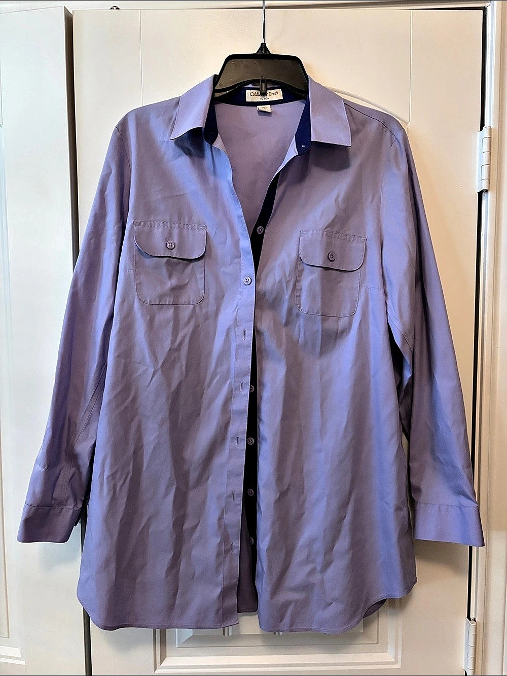 Coldwater Creek Cotton Button Down Shirt Purple Large
